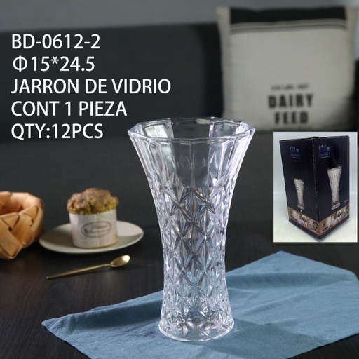 [BD-0612-2 [12 PZS/CAJA]] [BD-0612-2]JARRON DE VIDRIO