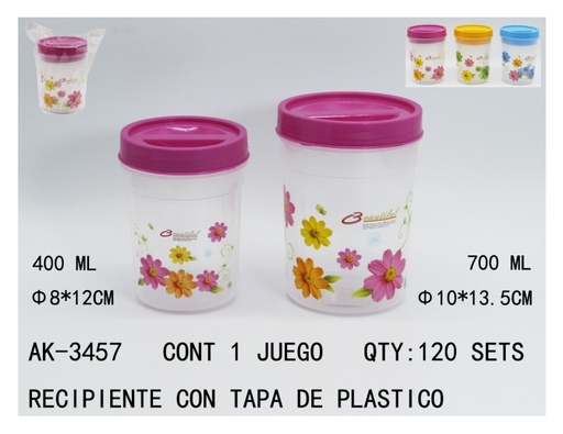 [AK-3457 [120 PZS/CAJA]] [AK-3457]RECIPIENTE CON TAPA DE PLASTICO