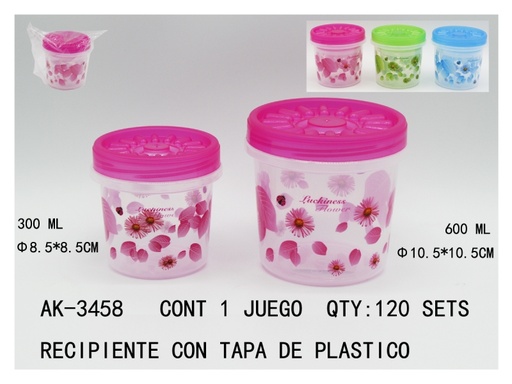 [AK-3458 [120 PZS/CAJA]] [AK-3458]RECIPIENTE CON TAPA DE PLASTICO