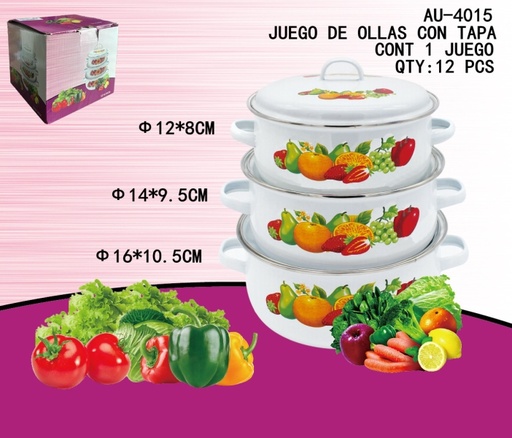 [AU-4015 [12 PZS/CAJA]] [AU-4015]JUEGO DE OLLAS CON TAPA