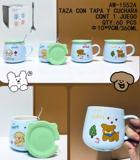 [AW-1552A [60 PZS/CAJA]] [AW-1552A]TAZA CON TAPA Y CUCHARA