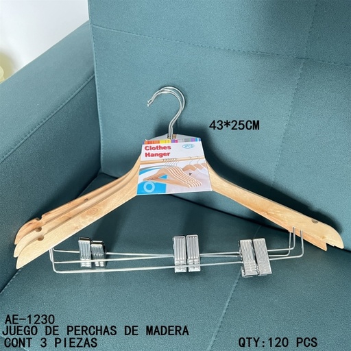 [AE-1230 [120 PZS/CAJA]] [AE-1230]JUEGO DE PERCHAS DE MADERA