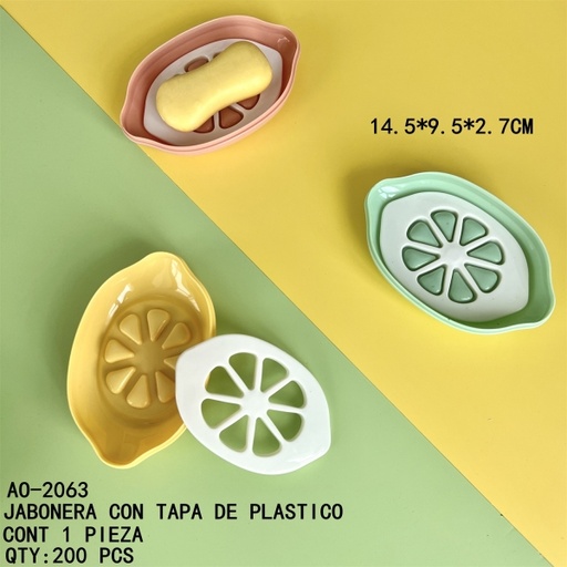 [AO-2063 [200 PZS/CAJA]] [AO-2063]JABONERA CON TAPA DE PLASTICO