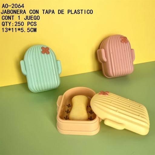 [AO-2064 [250 PZS/CAJA]] [AO-2064]JABONERA CON TAPA DE PLASTICO