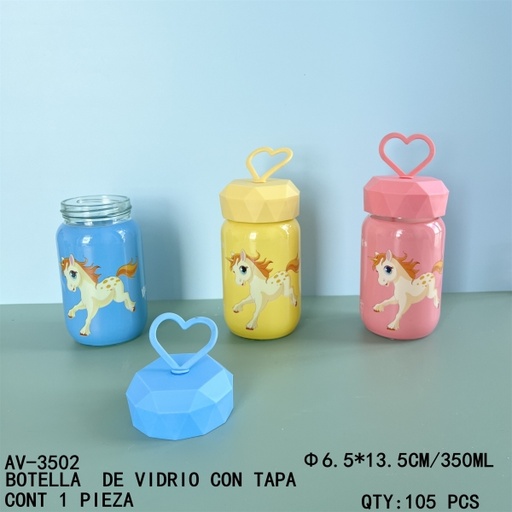 [AV-3502 [105 PZS/CAJA]] [AV-3502]BOTELLA DE VIDRIO CON TAPA