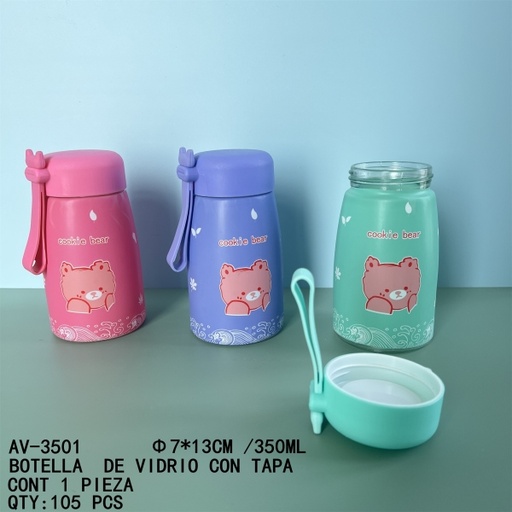 [AV-3501 [105 PZS/CAJA]] [AV-3501]BOTELLA DE VIDRIO CON TAPA