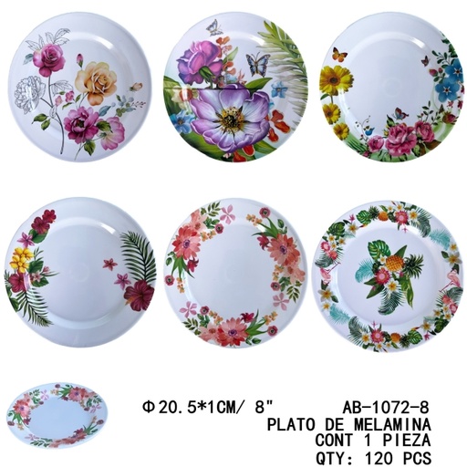 [AB-1072-8 [120 PZS/CAJA]] [AB-1072-8]PLATO DE MELAMINA