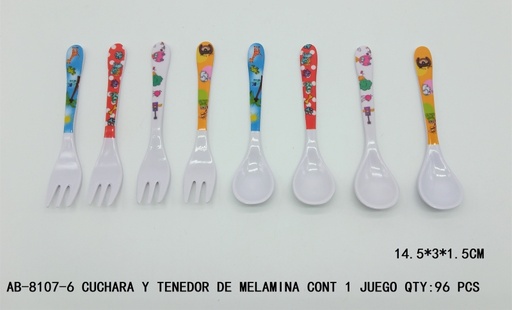[AB-8107-6 [96 PZS/CAJA]] [AB-8107-6]CUCHARA Y TENEDOR DE MELAMINA