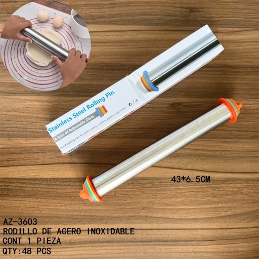 [AZ-3603 [48 PZS/CAJA]] [AZ-3603]RODILLO DE ACERO INOXIDABLE