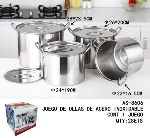 [AS-8606 [2 PZS/CAJA]] [AS-8606] JUEGO DE OLLAS DE ACERO INOXIDABLE