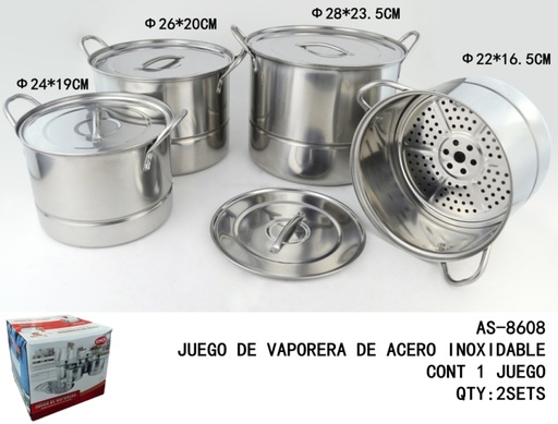[AS-8608 [2 PZS/CAJA]] [AS-8608]JUEGO DE VAPORERA DE ACERO INOXIDABLE