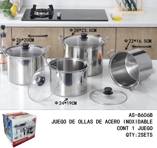 [AS-8606B [2 PZS/CAJA]] [AS-8606B]JUEGO DE OLLAS DE ACERO INOXIDABLE