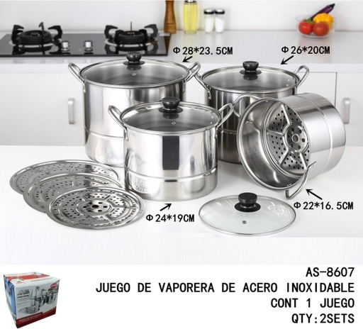[AS-8607 [2 PZS/CAJA]] [AS-8607]JUEGO DE VAPORERA DE ACERO INOXIDABLE