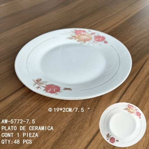 [AW-5772-7.5 [48 PZS/CAJA]] [AW-5772-7.5]PLATO DE CERAMICA