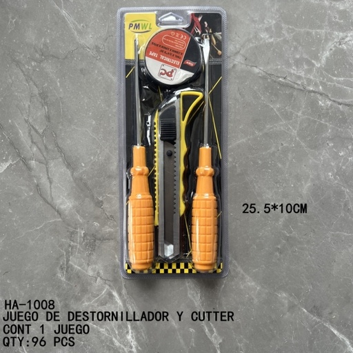 [HA-1008 [96 PZS/CAJA]] [HA-1008]JUEGO DE DESTORNILLADOR Y CUTTER