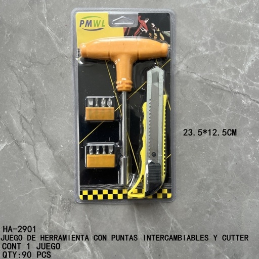 [HA-2901 [90 PZS/CAJA]] [HA-2901]JUEGO DE HERRAMIENTA CON PUNTAS INTERCAMBIABLES Y CUTTER