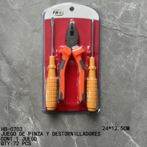 [HB-0703 [72 PZS/CAJA]] [HB-0703]JUEGO DE PINZA Y DESTORNILLADORES