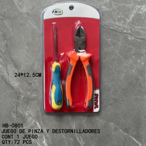 [HB-0801 [72 PZS/CAJA]] [HB-0801]JUEGO DE PINZA Y DESTORNILLADORES
