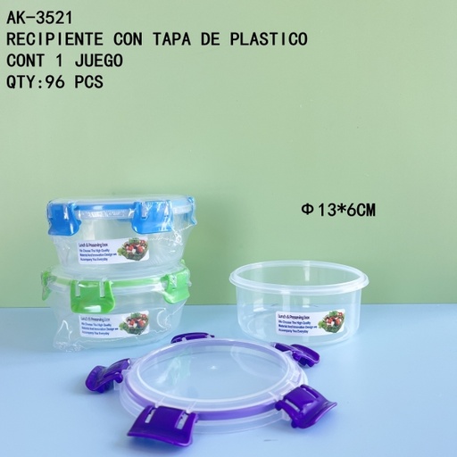 [AK-3521 [96 PZS/CAJA]] [AK-3521]RECIPIENTE CON TAPA DE PLASTICO