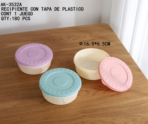 [AK-3532A [180 PZS/CAJA]] [AK-3532A]RECIPIENTE CON TAPA DE PLASTICO