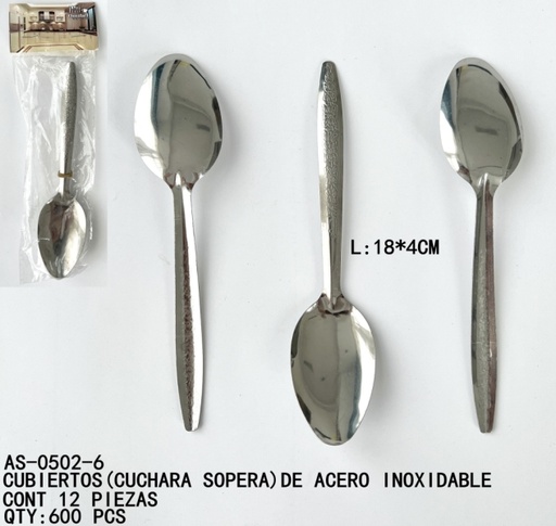 [AS-0502-6 [600 PZS/CAJA]] [AS-0502-6]CUBIERTOS(CUCHARA SOPERA)DE ACERO INOXIDABLE