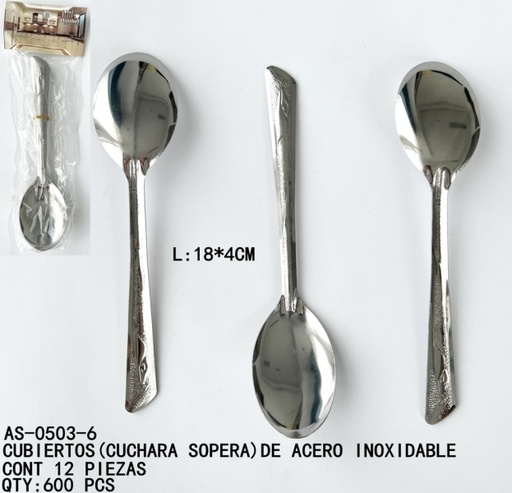 [AS-0503-6 [600 PZS/CAJA]] [AS-0503-6]CUBIERTOS(CUCHARA SOPERA)DE ACERO INOXIDABLE
