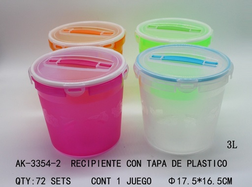 [AK-3354-2 [72 PZS/CAJA]] [AK-3354-2]RECIPIENTE CON TAPA DE PLASTICO