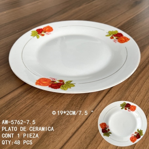 [AW-5762-7.5 [48 PZS/CAJA]] [AW-5762-7.5]PLATO DE CERAMICA