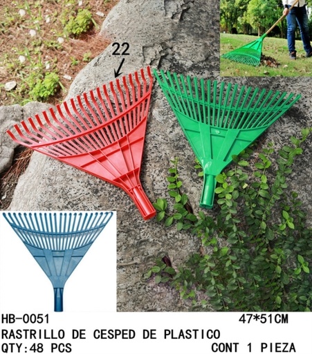 [HB-0051 [48 PZS/CAJA]] [HB-0051]RASTRILLO DE CESPED DE PLASTICO
