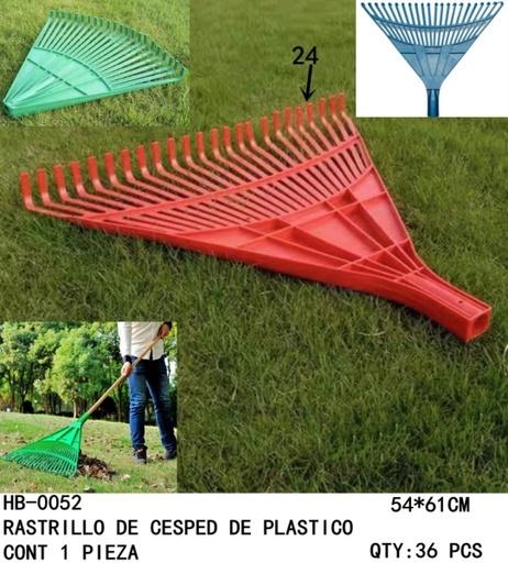 [HB-0052 [36 PZS/CAJA]] [HB-0052]RASTRILLO DE CESPED DE PLASTICO