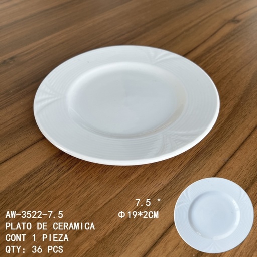 [AW-3522-7.5 [36 PZS/CAJA]] [AW-3522-7.5]PLATO DE CERAMICA