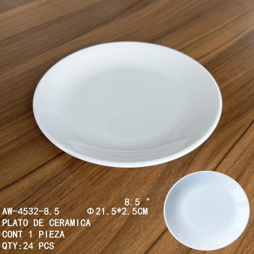 [AW-4532-8.5 [24 PZS/CAJA]] [AW-4532-8.5]PLATO DE CERAMICA