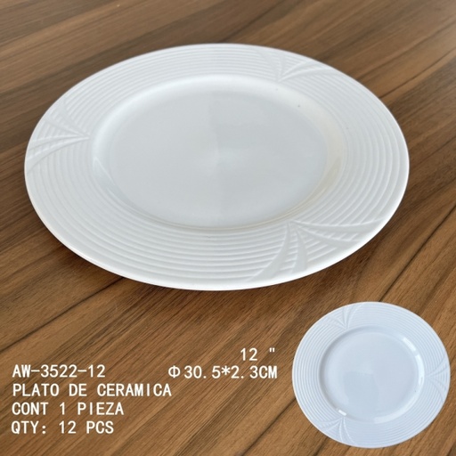 [AW-3522-12 [12 PZS/CAJA]] [AW-3522-12]PLATO DE CERAMICA