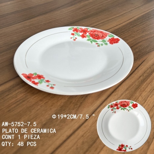 [AW-5752-7.5 [48 PZS/CAJA]] [AW-5752-7.5]PLATO DE CERAMICA