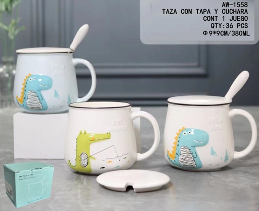 [AW-1558 [36 PZS/CAJA]] [AW-1558]TAZA CON TAPA Y CUCHARA