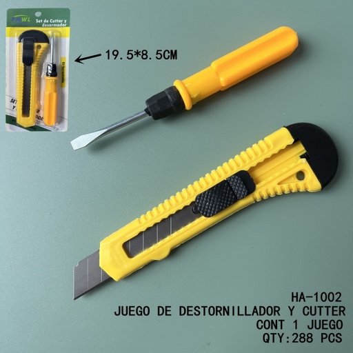 [HA-1002 [288 PZS/CAJA]] [HA-1002]JUEGO DE DESTORNILLADOR Y CUTTER