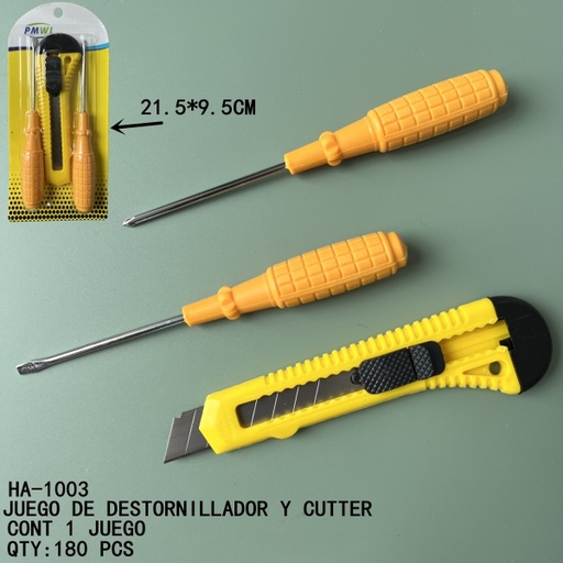 [HA-1003 [180 PZS/CAJA]] [HA-1003]JUEGO DE DESTORNILLADOR Y CUTTER