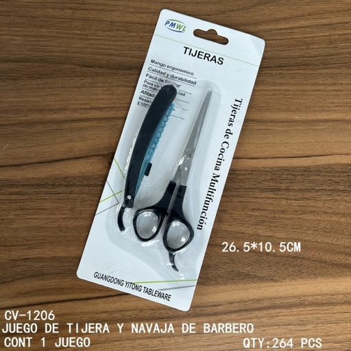[CV-1206 [264 PZS/CAJA]] [CV-1206]JUEGO DE TIJERA Y NAVAJA DE BARBERO