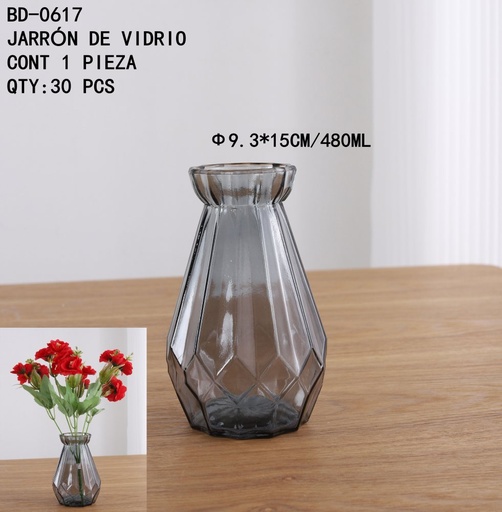 [BD-0617 [30 PZS/CAJA]] [BD-0617]JARRÓN DE VIDRIO