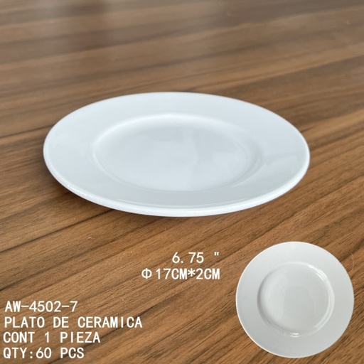 [AW-4502-7 [60 PZS/CAJA]] [AW-4502-7]PLATO DE CERAMICA