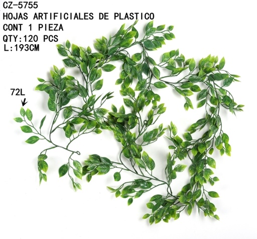[CZ-5755 [120 PZS/CAJA]] [CZ-5755]HOJAS ARTIFICIALES DE PLASTICO