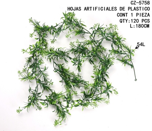 [CZ-5758 [120 PZS/CAJA]] [CZ-5758]HOJAS ARTIFICIALES DE PLASTICO