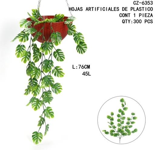 [CZ-6353 [300 PZS/CAJA]] [CZ-6353]HOJAS ARTIFICIALES DE PLASTICO