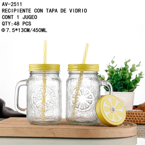 [AV-2511 [48 PZS/CAJA]] [AV-2511]RECIPIENTE CON TAPA DE VIDRIO