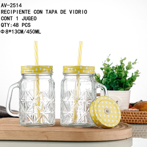 [AV-2514 [48 PZS/CAJA]] [AV-2514]RECIPIENTE CON TAPA DE VIDRIO