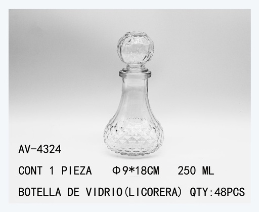 [AV-4324 [48 PZS/CAJA]] [AV-4324]BOTELLA DE VIDRIO(LICORERA)