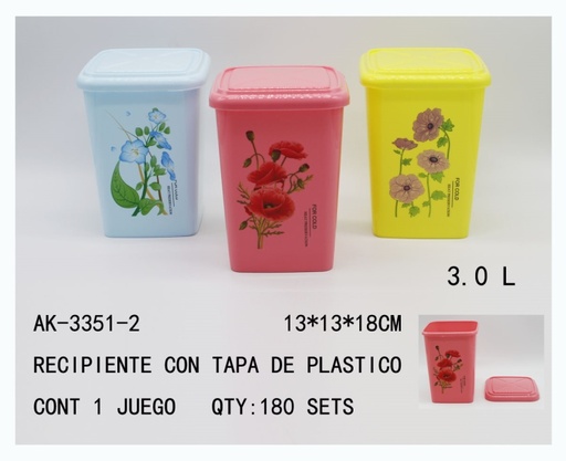 [AK-3351-2 [180 PZS/CAJA]] [AK-3351-2]RECIPIENTE CON TAPA DE PLASTICO