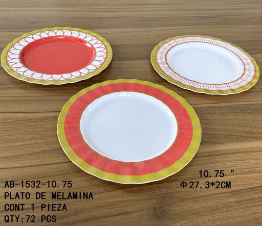 [AB-1532-10.75 [72 PZS/CAJA]] [AB-1532-10.75]PLATO DE MELAMINA