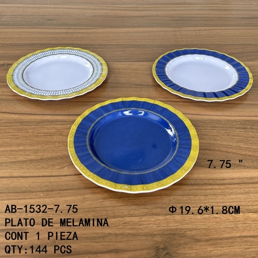 [AB-1532-7.75 [144 PZS/CAJA]] [AB-1532-7.75]PLATO DE MELAMINA