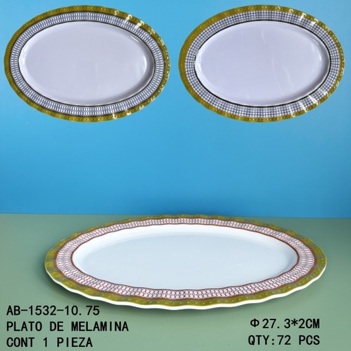 [AB-1533-12 [72 PZS/CAJA]] [AB-1533-12]PLATO DE MELAMINA